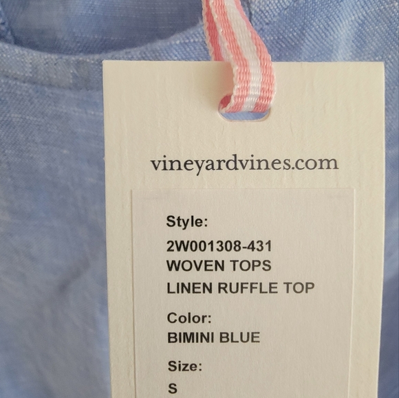 NWT Vineyard Vines Linen Ruffle Top, size S - Picture 11 of 12